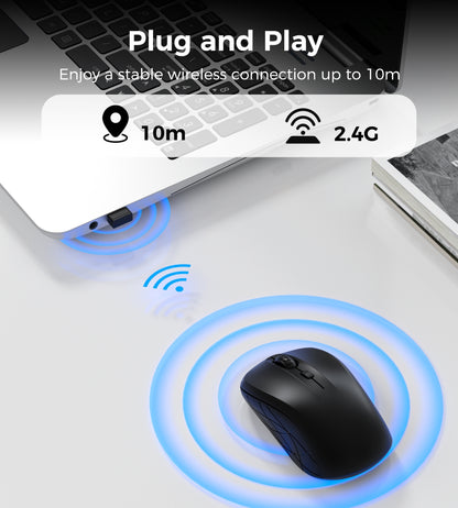 Choetech KB-002-BK 3-Level Adjustable 1600 DPI Wireless Mouse (Black) - Image 7