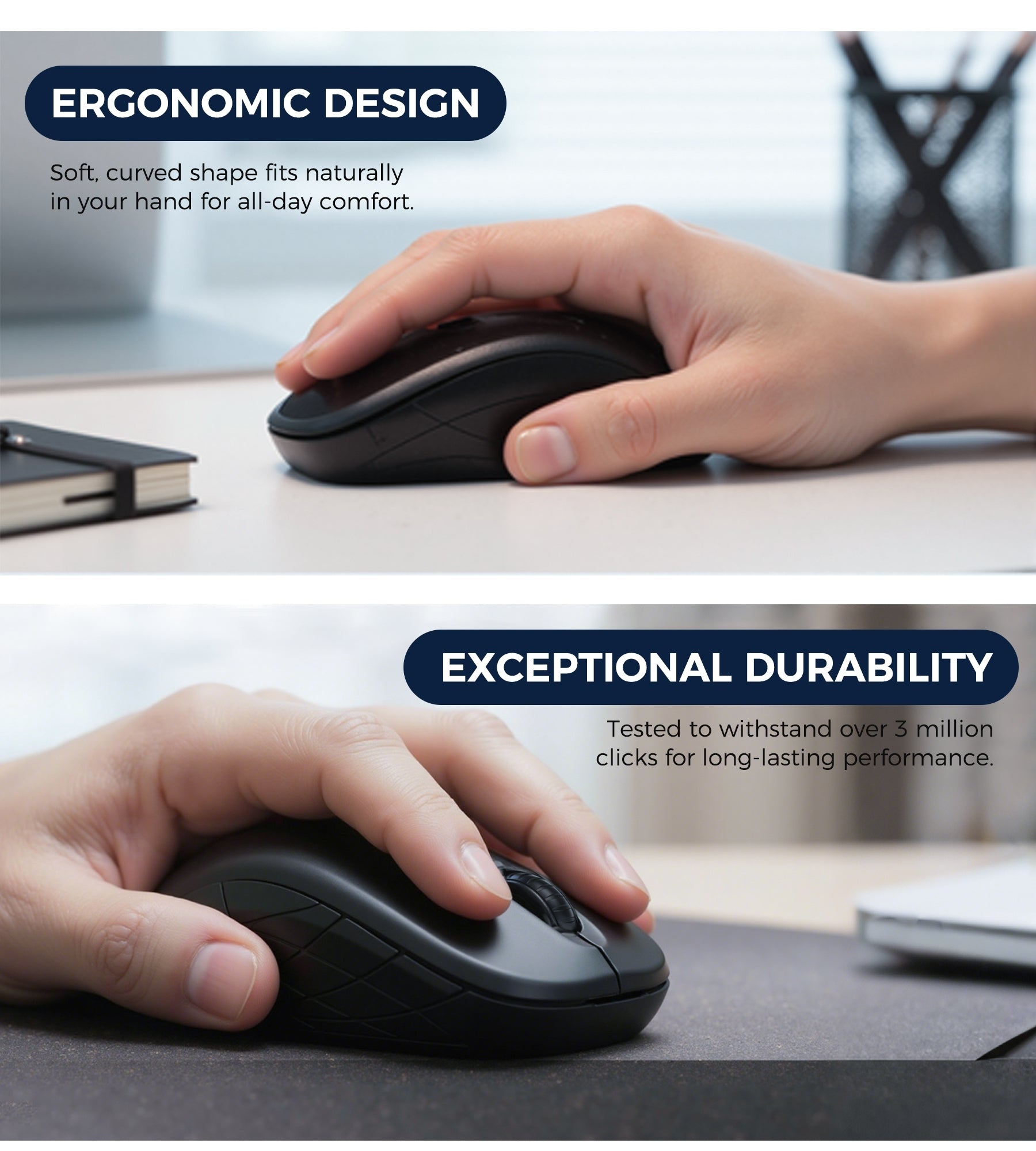 Choetech KB-002-BK 3-Level Adjustable 1600 DPI Wireless Mouse (Black) - Image 8