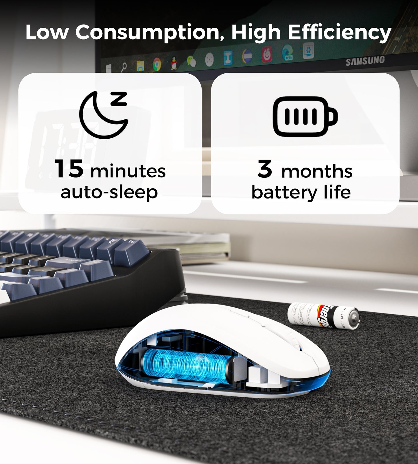 Choetech KB-002-WH single-mode 2.4G wireless mouse, white - Image 4