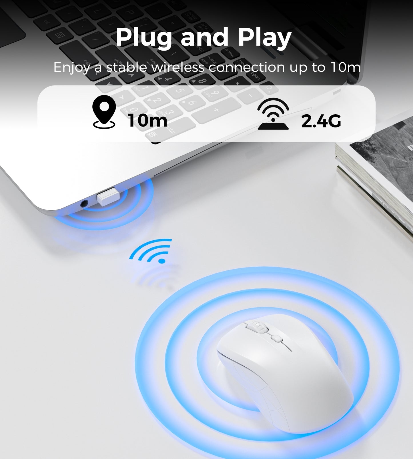 Choetech KB-002-WH single-mode 2.4G wireless mouse, white - Image 5
