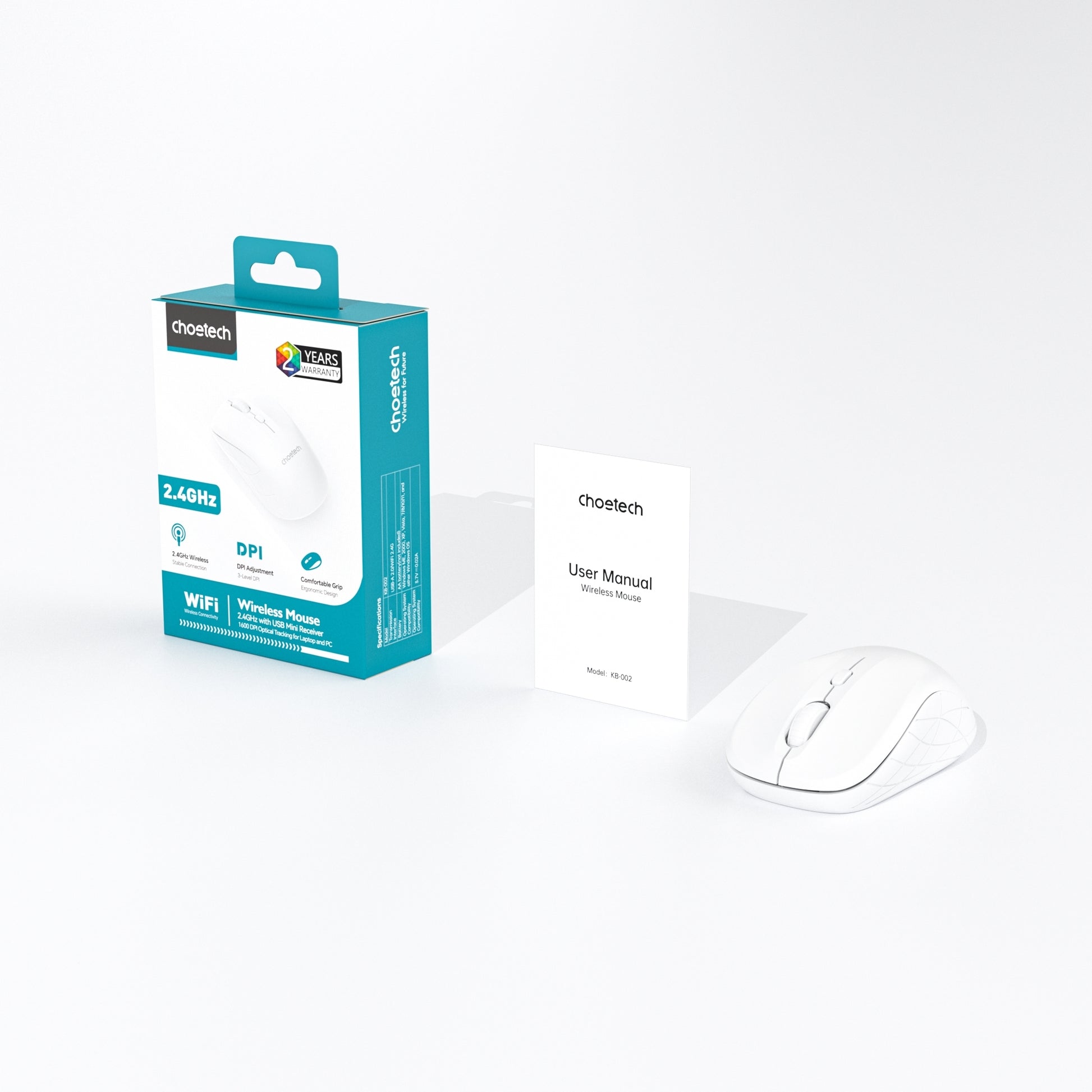 Choetech KB-002-WH single-mode 2.4G wireless mouse, white - Image 6