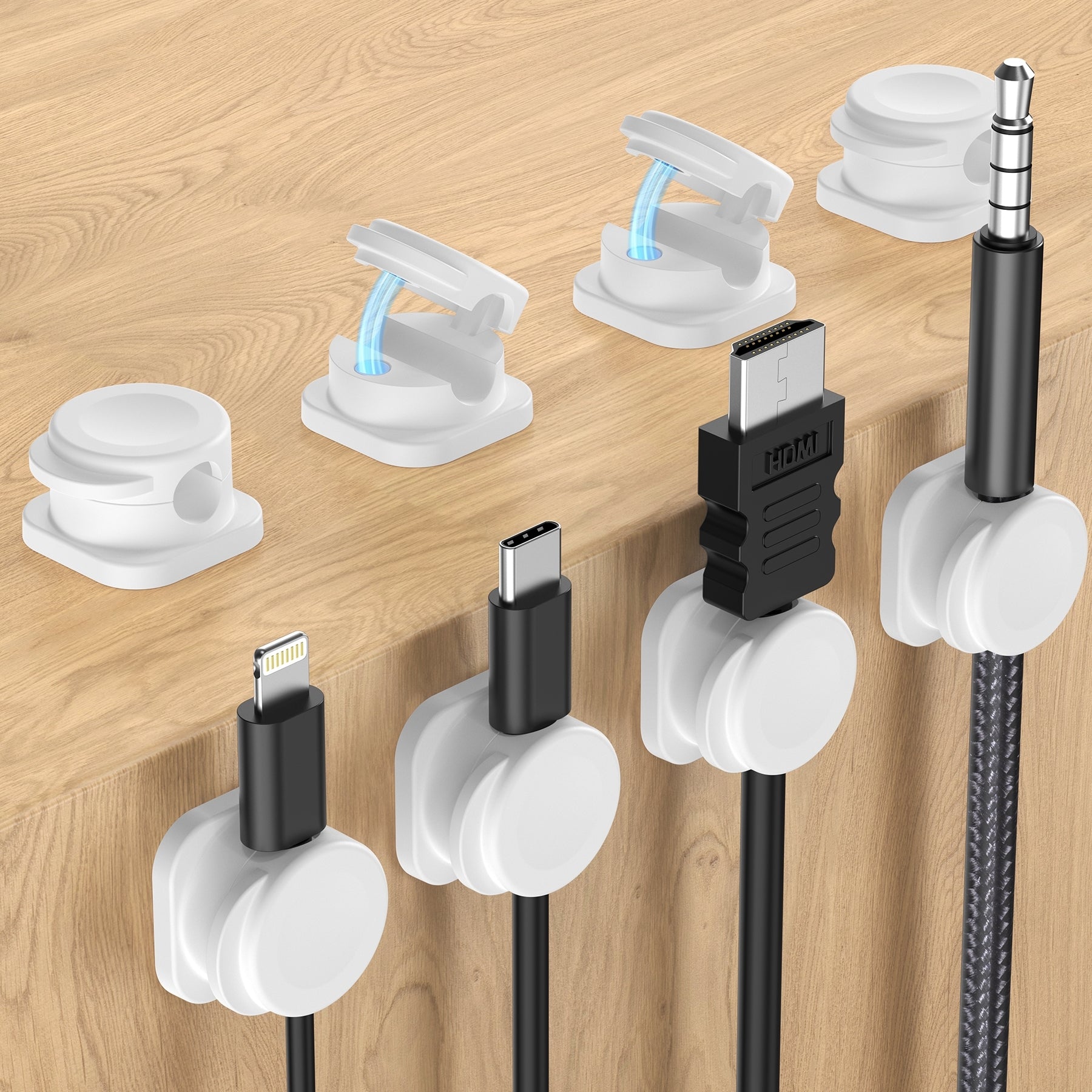 CHOETECH MCC001-WH 6 Pack Professional grade Magnetic Lock Cord Holder Clips White - Image 2