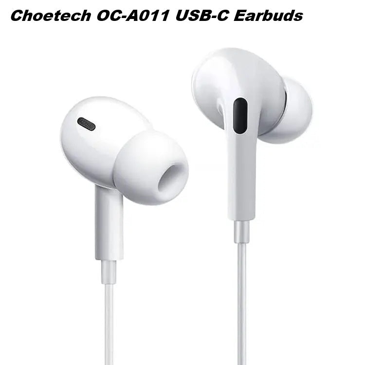 Choetech OC-A011 USB-C In-Ear Headphones 1.2m - White - Image 2