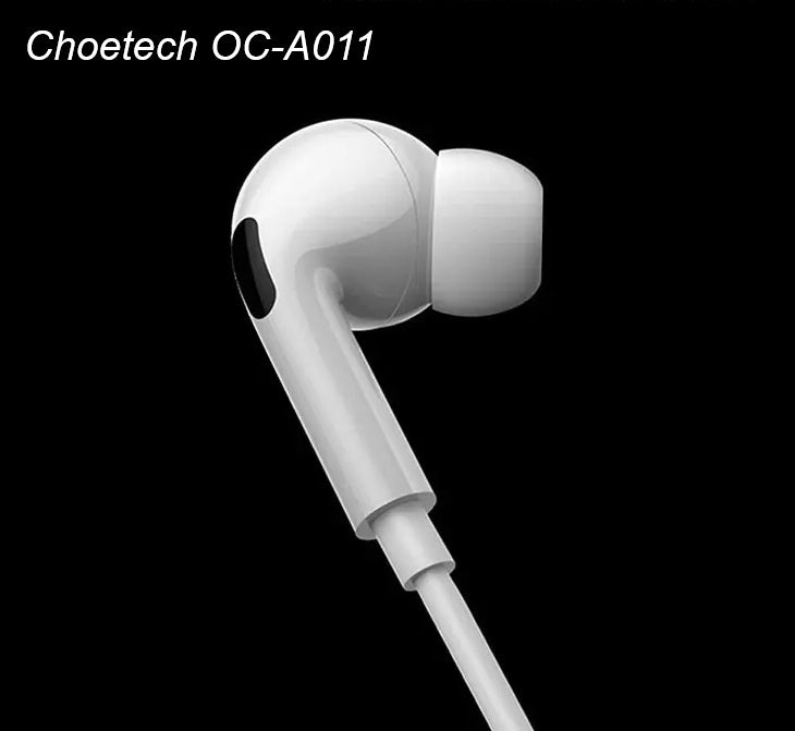 Choetech OC-A011 USB-C In-Ear Headphones 1.2m - White - Image 6