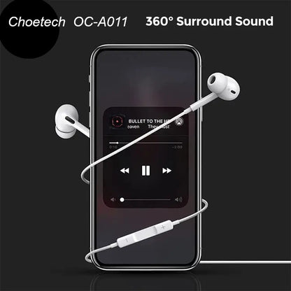 Choetech OC-A011 USB-C In-Ear Headphones 1.2m - White - Image 8