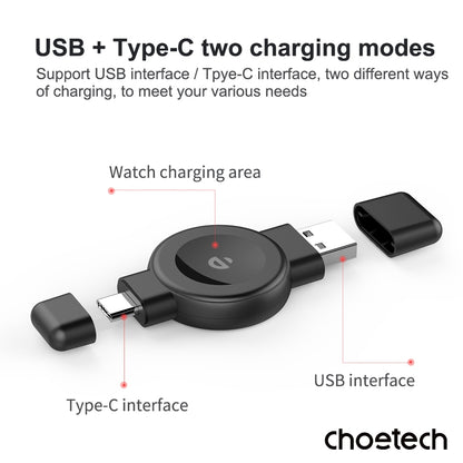 CHOETECH T606-F USB-A +USB-C Magnetic Charger for Samsung & Apple Watch - Image 4