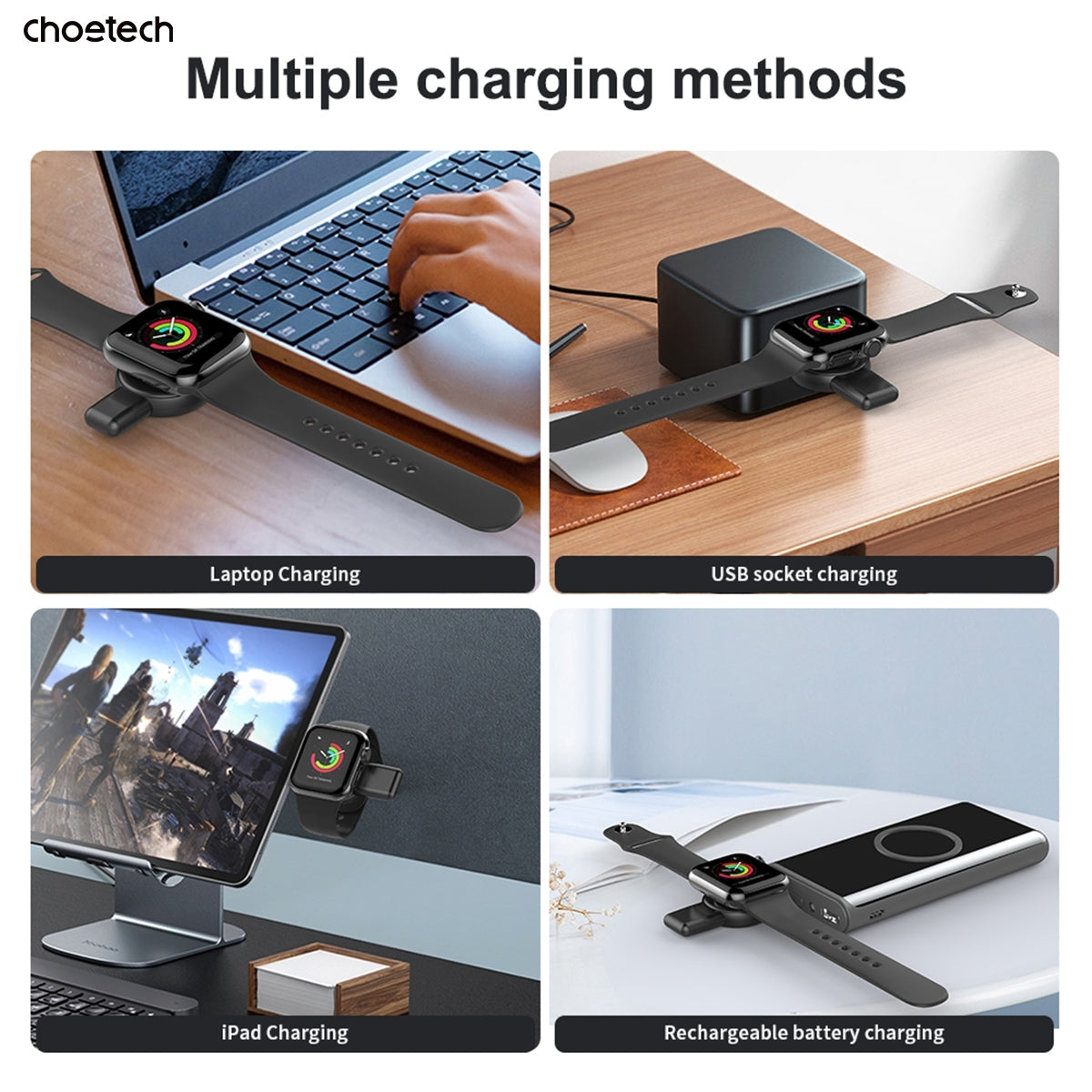 CHOETECH T606-F USB-A +USB-C Magnetic Charger for Samsung & Apple Watch - Image 6