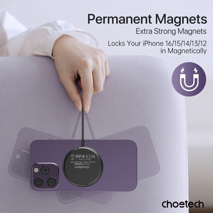 CHOETECH T697-F 15W/7.5W/5W magnetic charger for iPhone, Air Pods and more 1.5M Black - Image 3