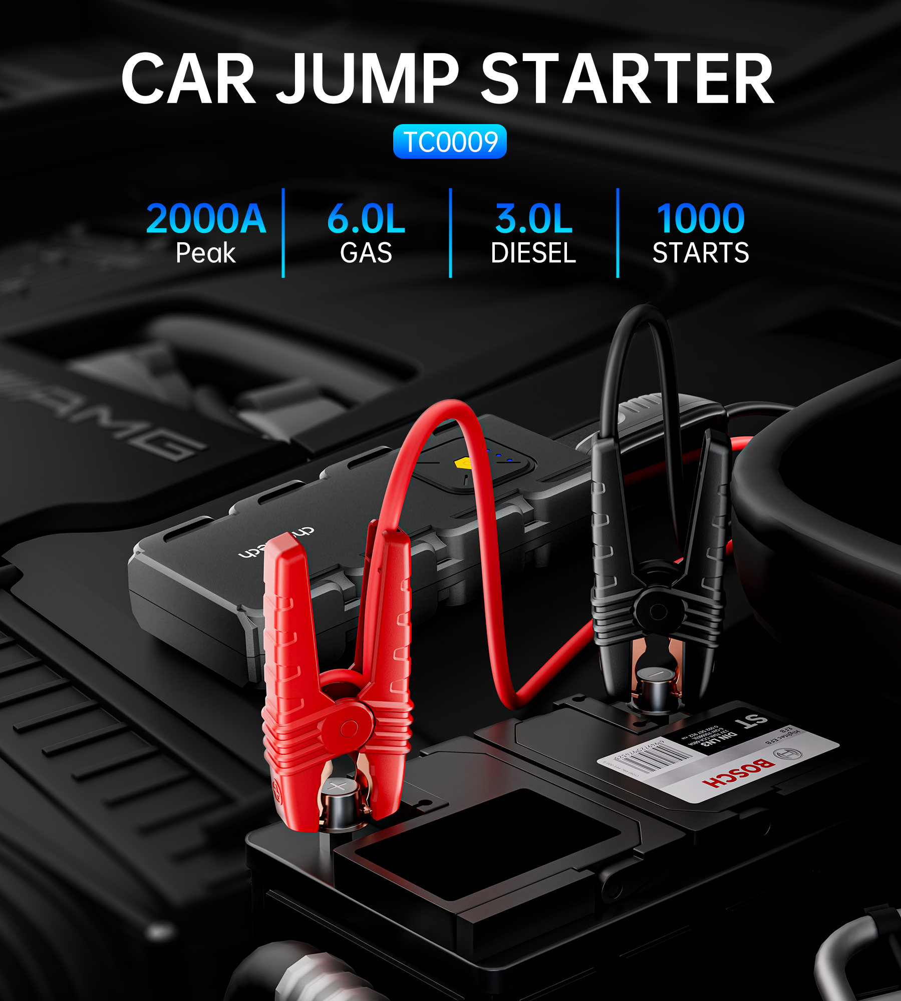CHOETECH TC0009 16000mAh Portable Car Jump Starter with Emergency Light - Image 6