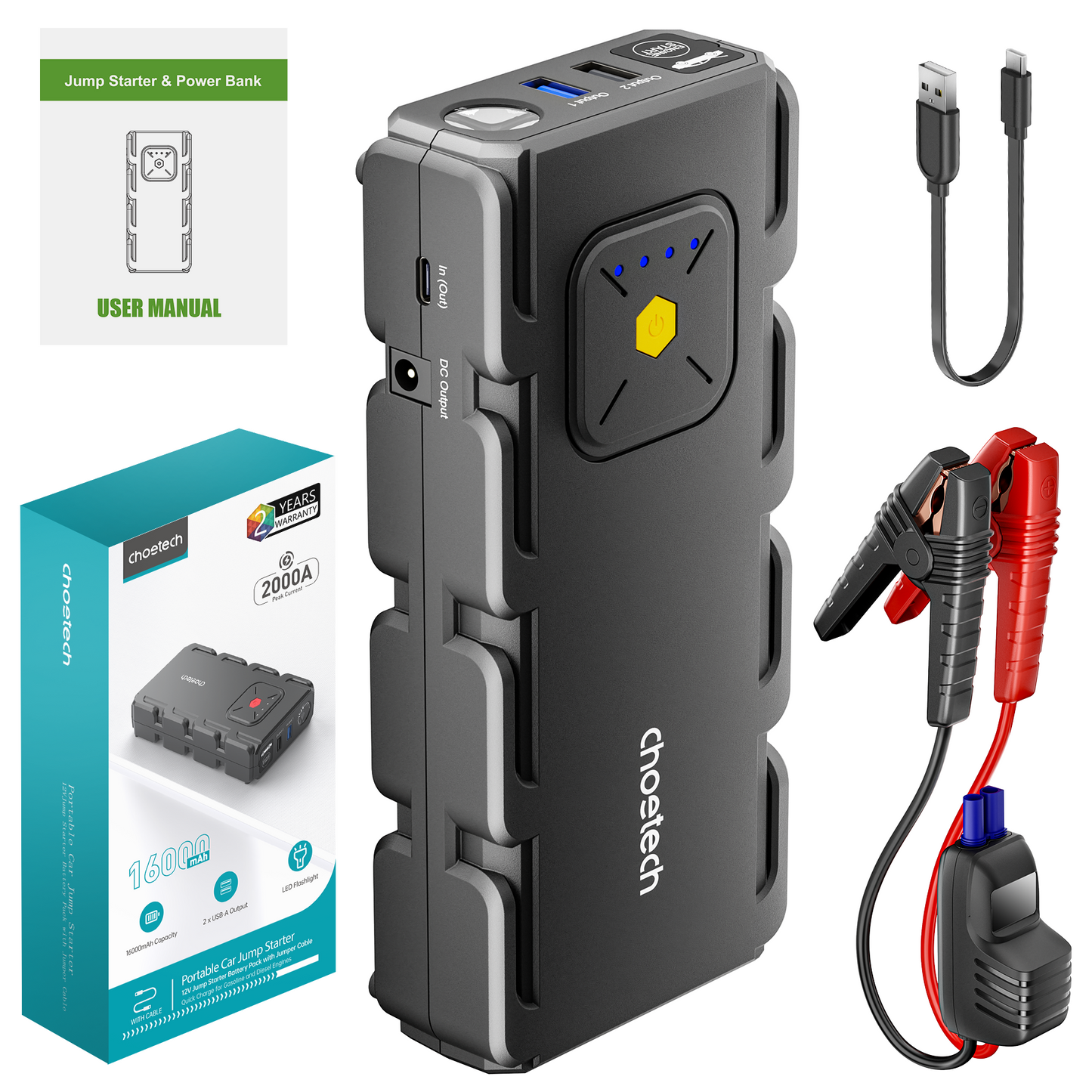 CHOETECH TC0009 16000mAh Portable Car Jump Starter with Emergency Light - Image 8