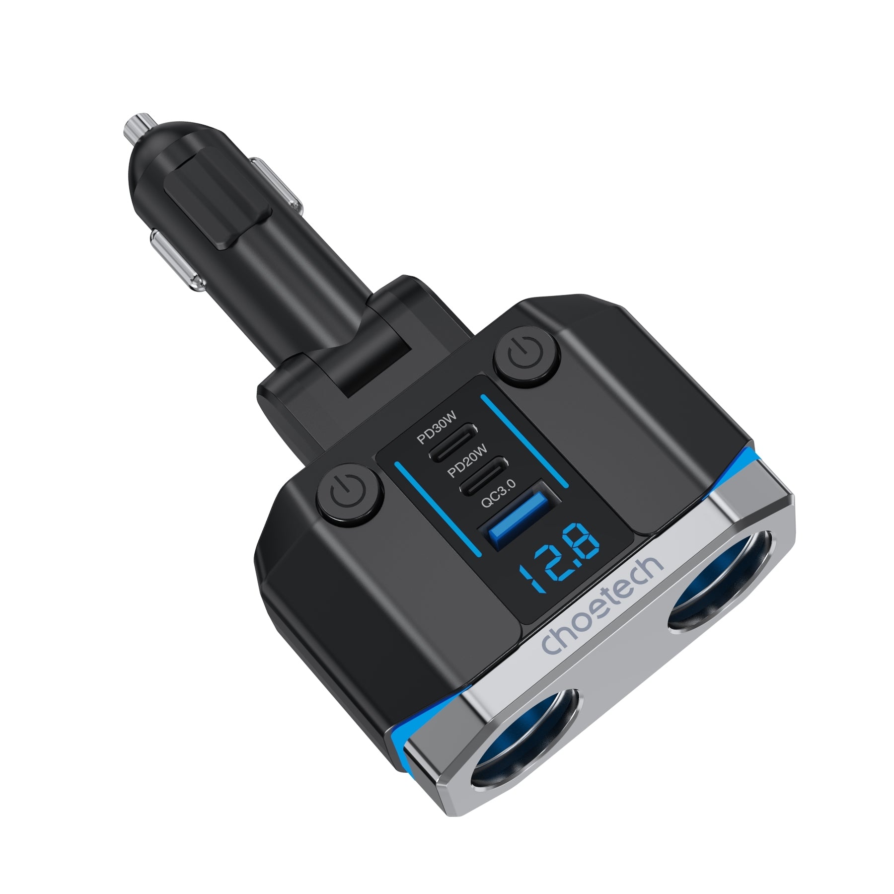 CHOETECH TC0020 45W 2 Sockets + 2x USB-C + 1x USB-A Cigarette Lighter Splitter - Image 2