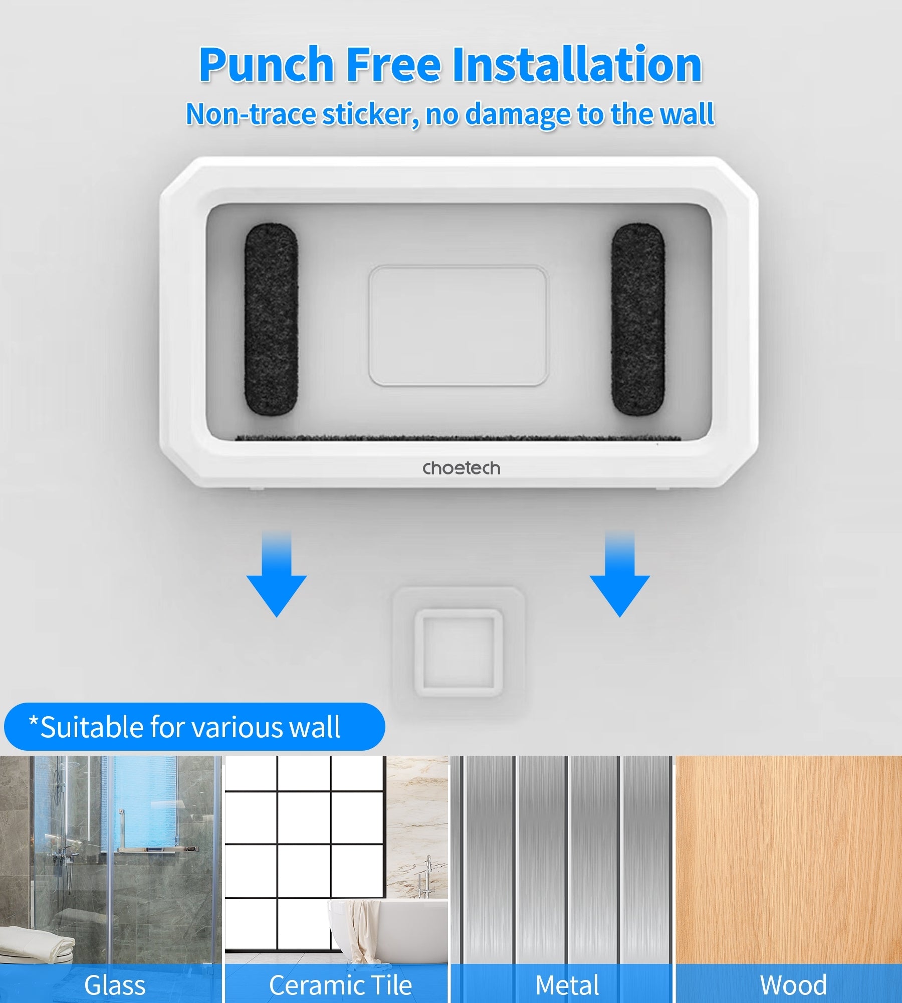 CHOETECH WPC008 Bathroom Waterproof Phone holder (up to 6.7-inch) White - Image 6