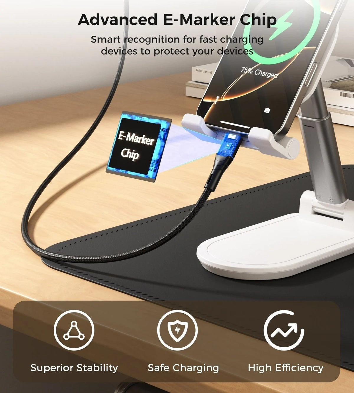 CHOETECH XCC-1008 USB-C-C PD100W M to M Fast charging Cable 1M Black - Image 5