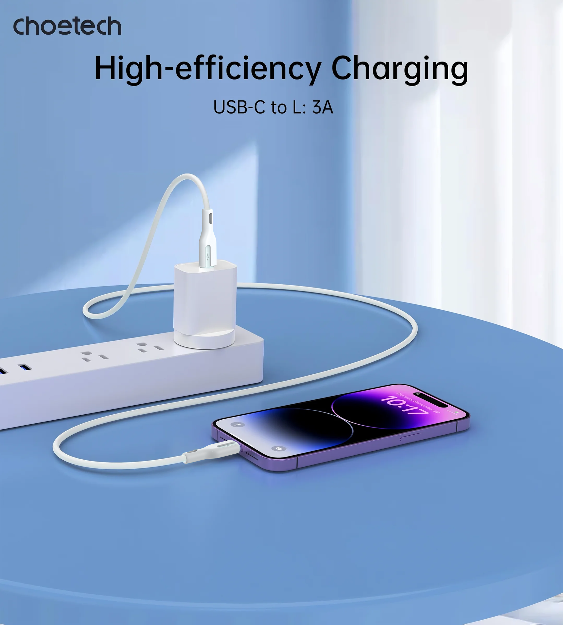 CHOETECH XCL-0002 Silicone USB-C to L Cable 1m White - Image 3