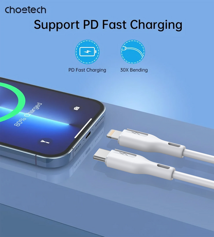CHOETECH XCL-0002 Silicone USB-C to L Cable 1m White - Image 4