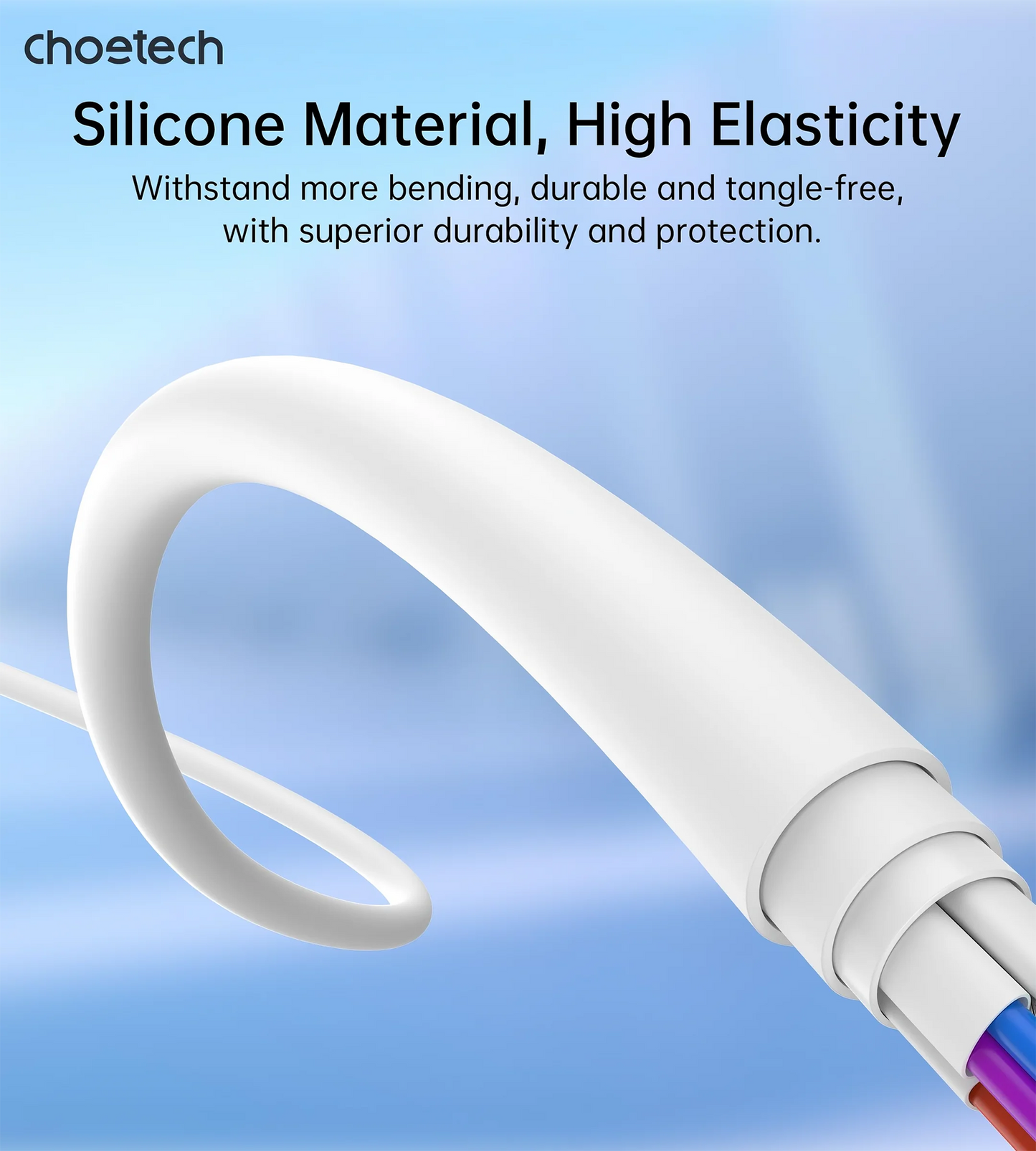 CHOETECH XCL-0002 Silicone USB-C to L Cable 1m White - Image 6