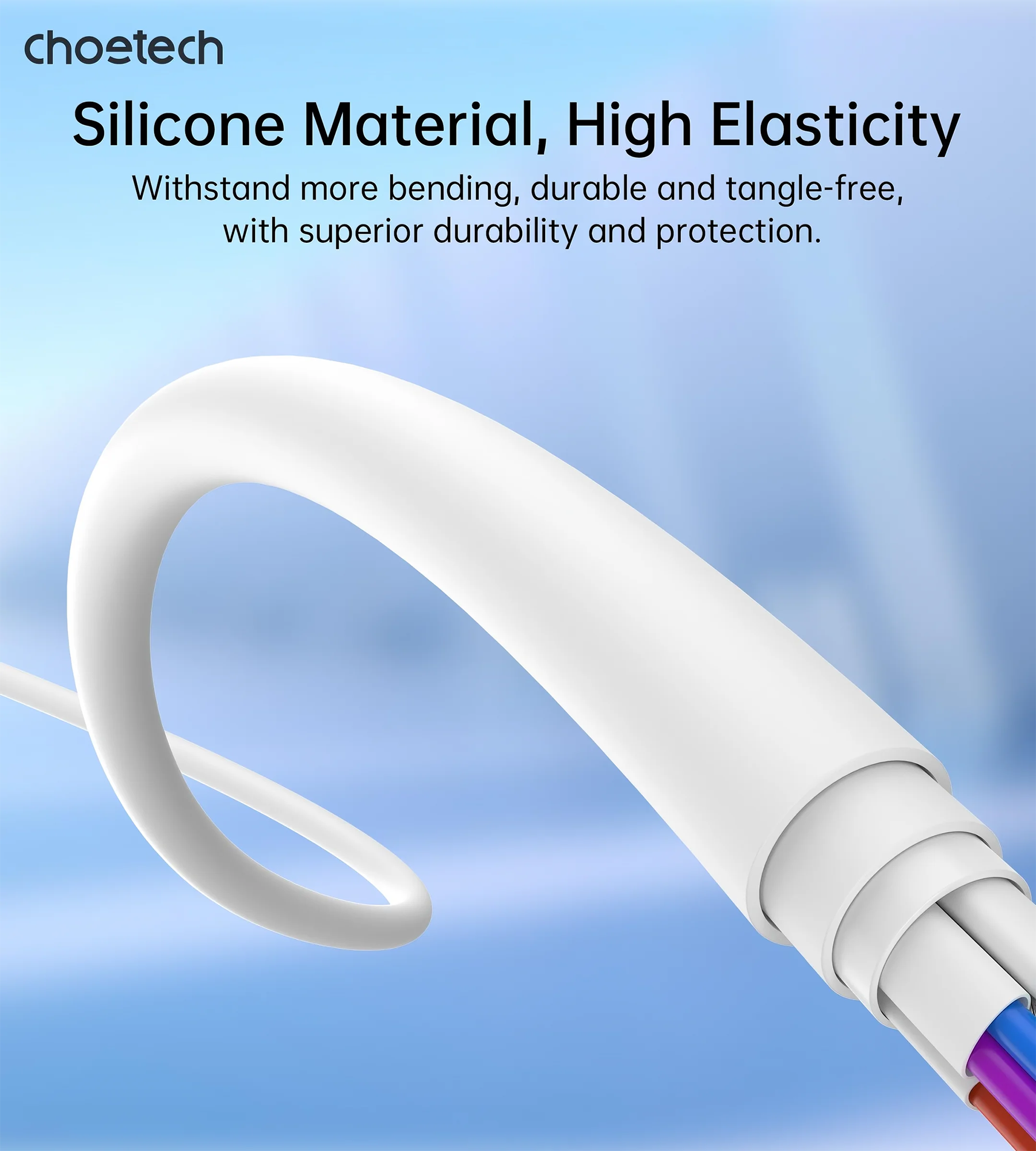 CHOETECH XCL-0002 Silicone USB-C to L Cable 1m White - Image 6