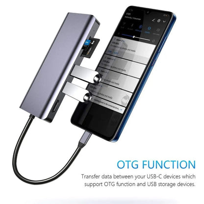 INTACT 9826T 7-in-1 USB-C Adapter HDMI/RJ45/USB3.0*2/SD/TF/ Type-C PD - Image 4