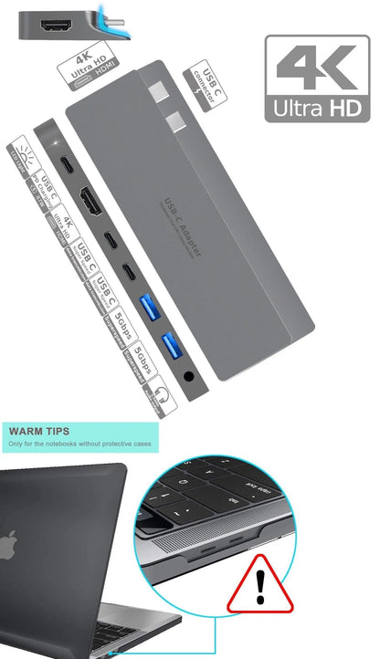 INTACT 9839T Dual USB-C 8-in-1 with Dual HDMI+USB3.0*3+USB-C Female + PD Power Adapter - Image 2