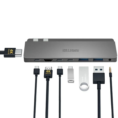 INTACT 9839T Dual USB-C 8-in-1 with Dual HDMI+USB3.0*3+USB-C Female + PD Power Adapter - Image 4