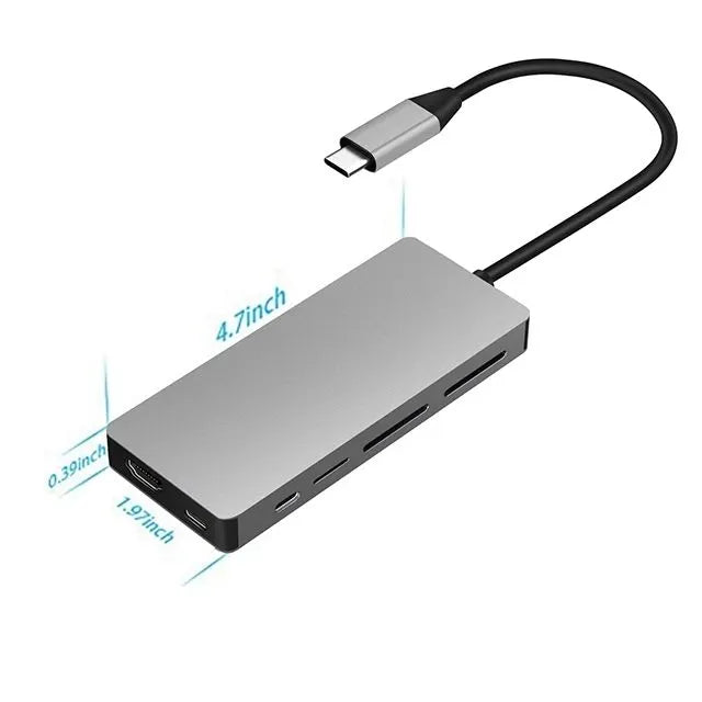 INTACT 9845T 11-in-1 USB-C Adapter HDMI/USB3.0*2/USB2.0*3/TypeC/SD*2/TF/ USB-C PD - Image 3