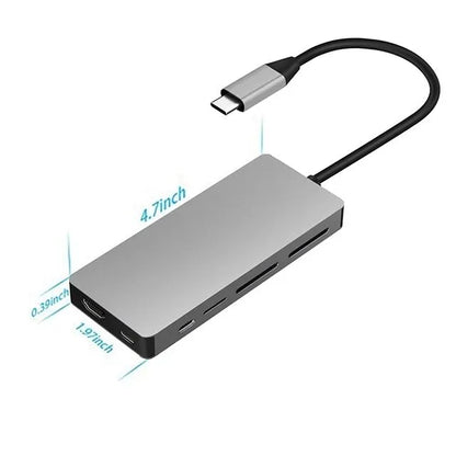 INTACT 9845T 11-in-1 USB-C Adapter HDMI/USB3.0*2/USB2.0*3/TypeC/SD*2/TF/ USB-C PD - Image 3