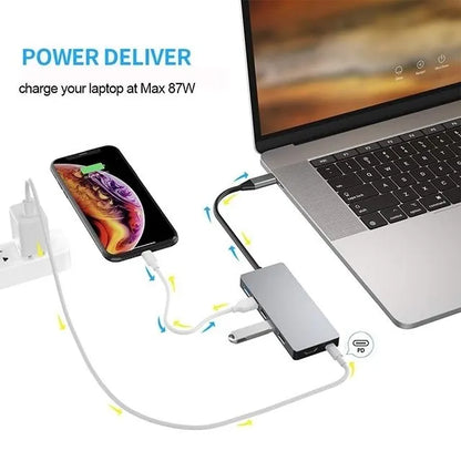 INTACT 9845T 11-in-1 USB-C Adapter HDMI/USB3.0*2/USB2.0*3/TypeC/SD*2/TF/ USB-C PD - Image 4