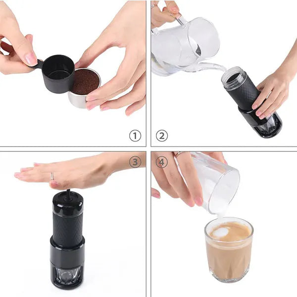 STARESSO Coffee Maker Red Dot Award Winner Portable Espresso Cappuccino Quick Cold Brew Manual Coffee Maker Machines All in One - Black - Image 3