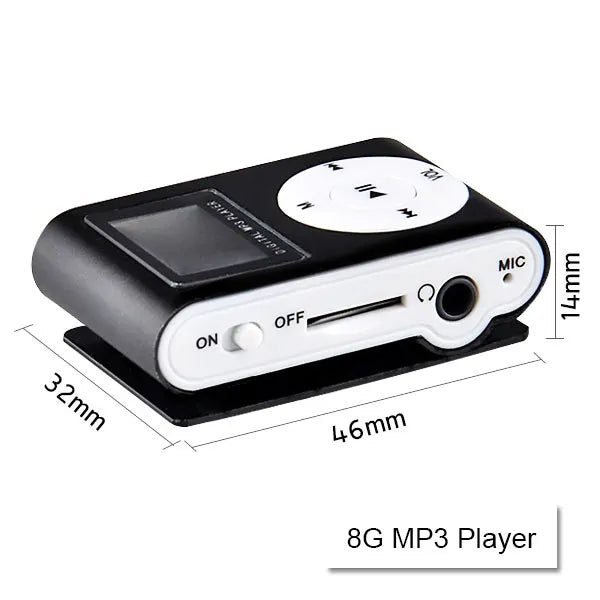 Mini Clip 8G MP3 Music Player With USB Cable & Earphone Black - Image 2