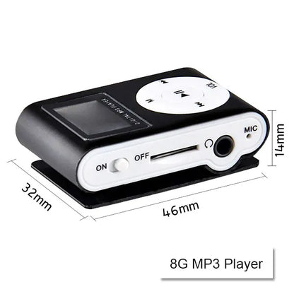 Mini Clip 8G MP3 Music Player With USB Cable & Earphone Black - Image 2