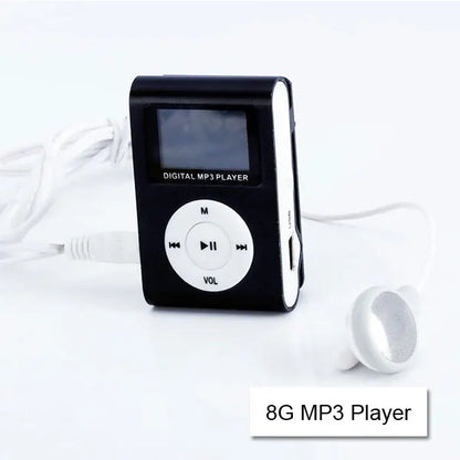 Mini Clip 8G MP3 Music Player With USB Cable & Earphone Black - Image 3