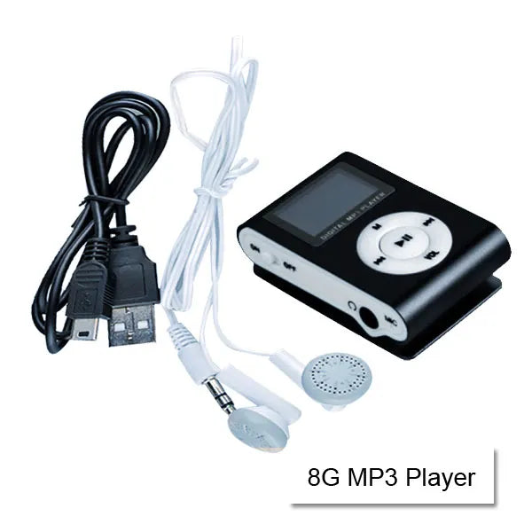 Mini Clip 8G MP3 Music Player With USB Cable & Earphone Black - Image 4