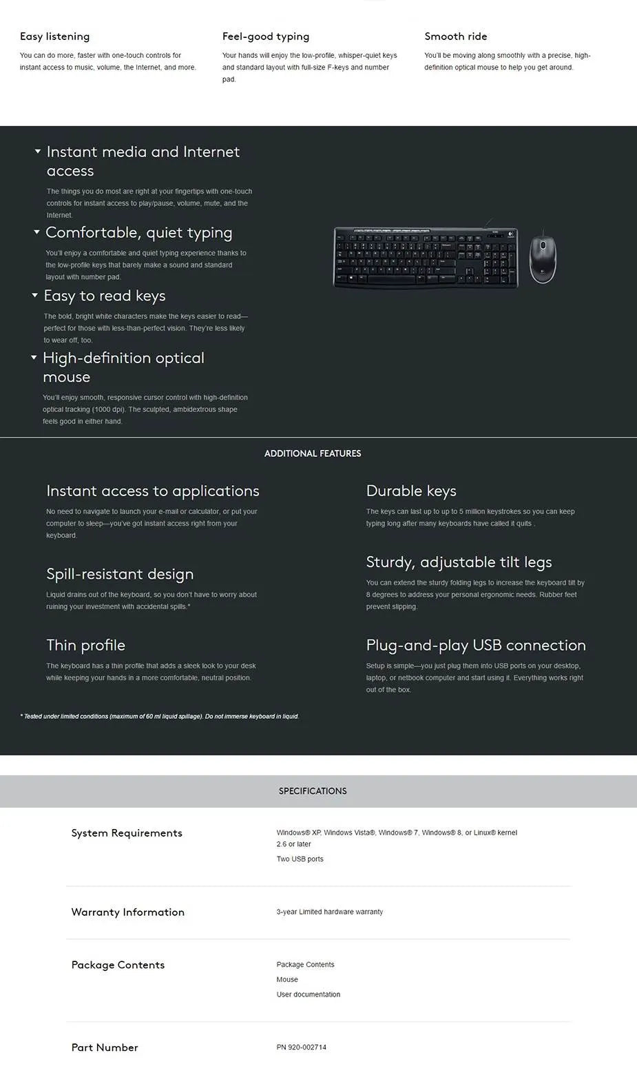 Logitech MK200 Media Keyboard Mouse (920-002693) - Image 2