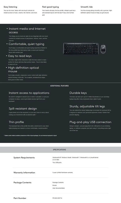 Logitech MK200 Media Keyboard Mouse (920-002693) - Image 2