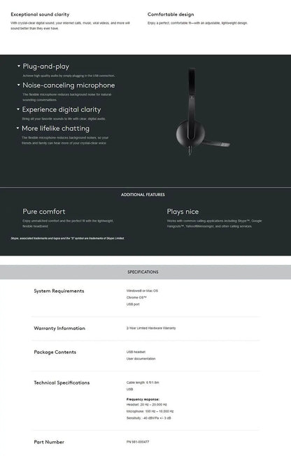 Logitech H340 USB Headset (981-000477) - Image 5