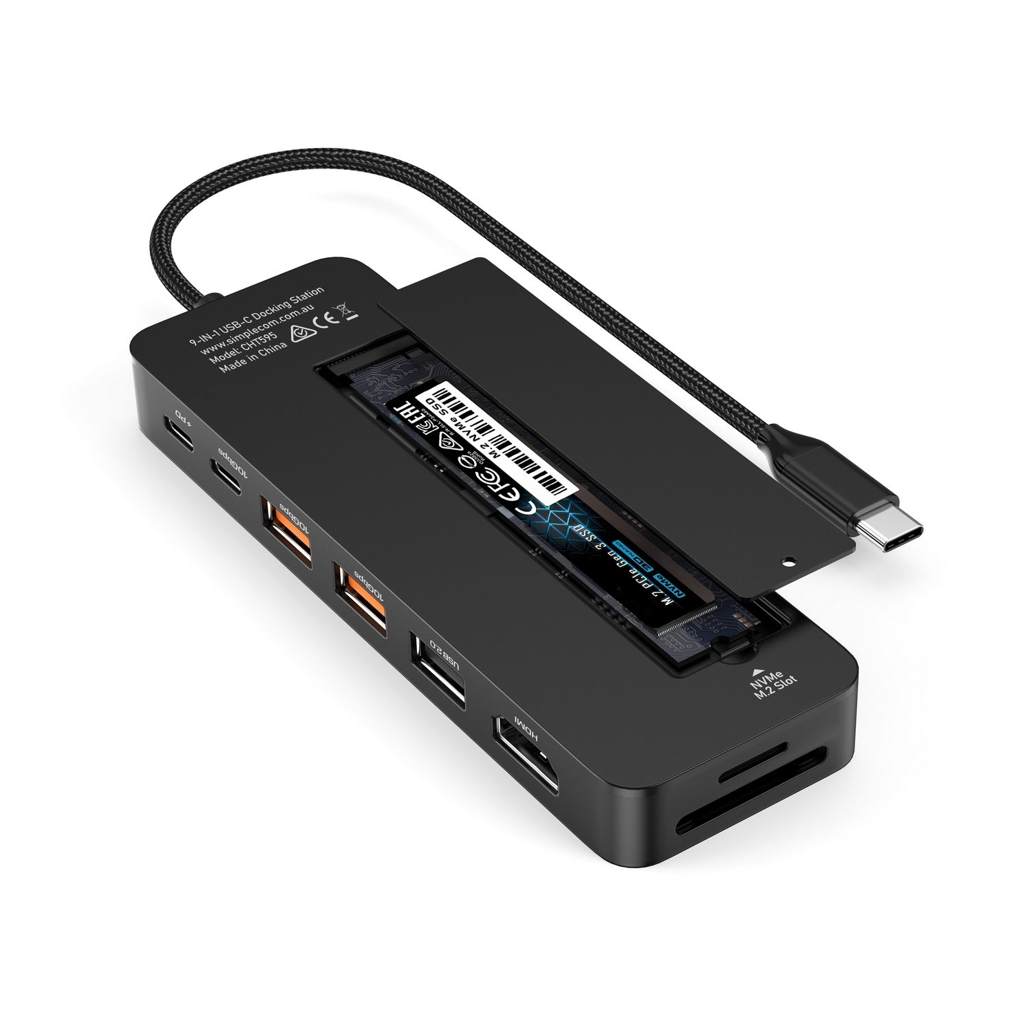 Simplecom CHT595 9-in-1 USB-C Multiport Docking Station with NVMe M.2 Enclosure  - Image 3