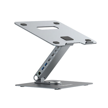 Simplecom CHT660 Adjustable Aluminium Laptop Stand with 6-Port USB-C Docking Station Dual 4K HDMI Display - Image 2