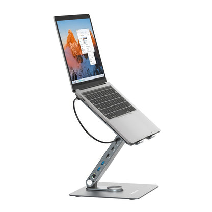 Simplecom CHT660 Adjustable Aluminium Laptop Stand with 6-Port USB-C Docking Station Dual 4K HDMI Display - Image 3