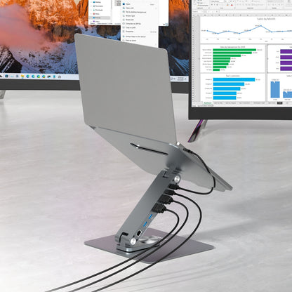 Simplecom CHT660 Adjustable Aluminium Laptop Stand with 6-Port USB-C Docking Station Dual 4K HDMI Display - Image 6
