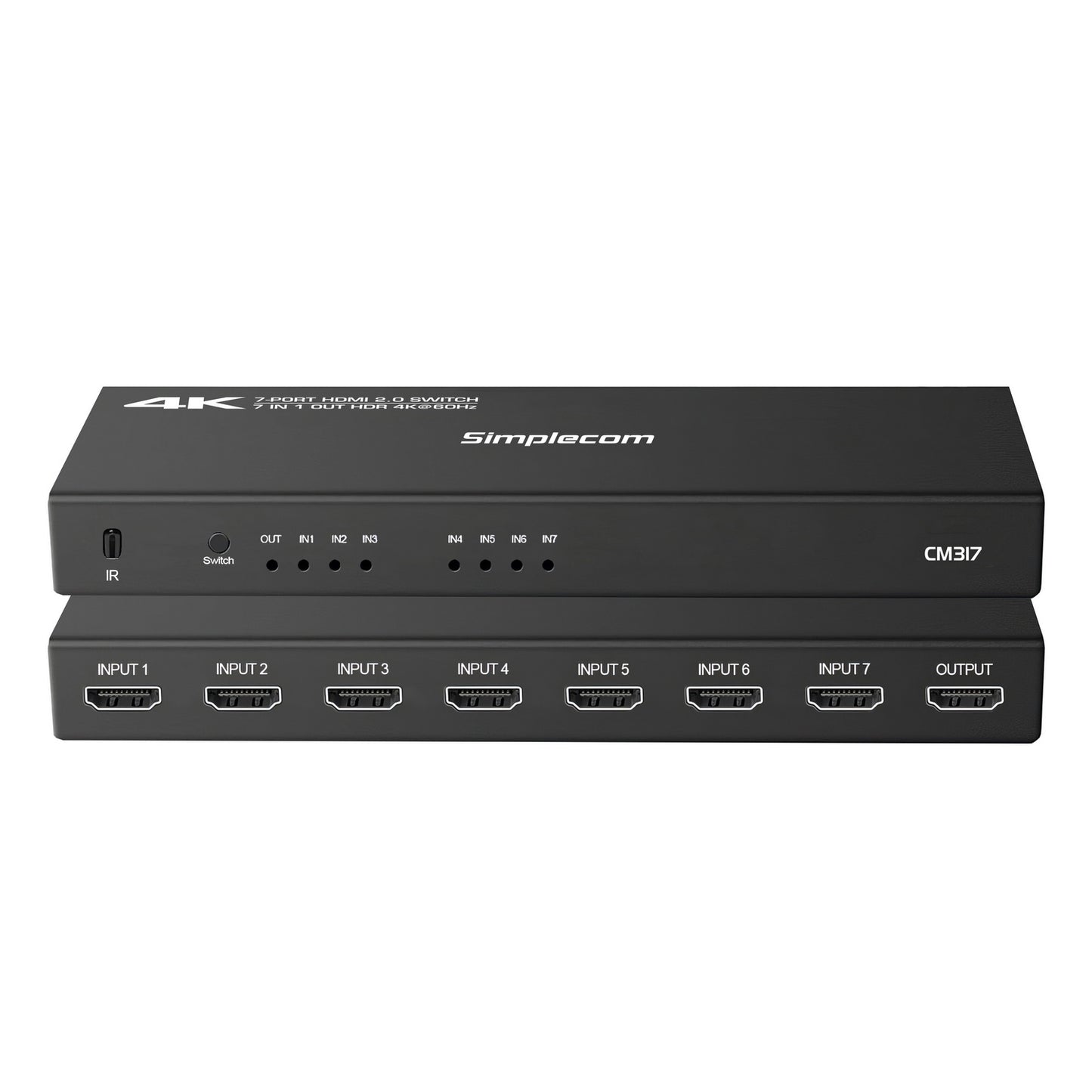 Simplecom CM317 7-Port HDMI 2.0 Switch with Remote 7 IN 1 OUT Splitter HDCP 2.2 4K@60Hz  - Image 2