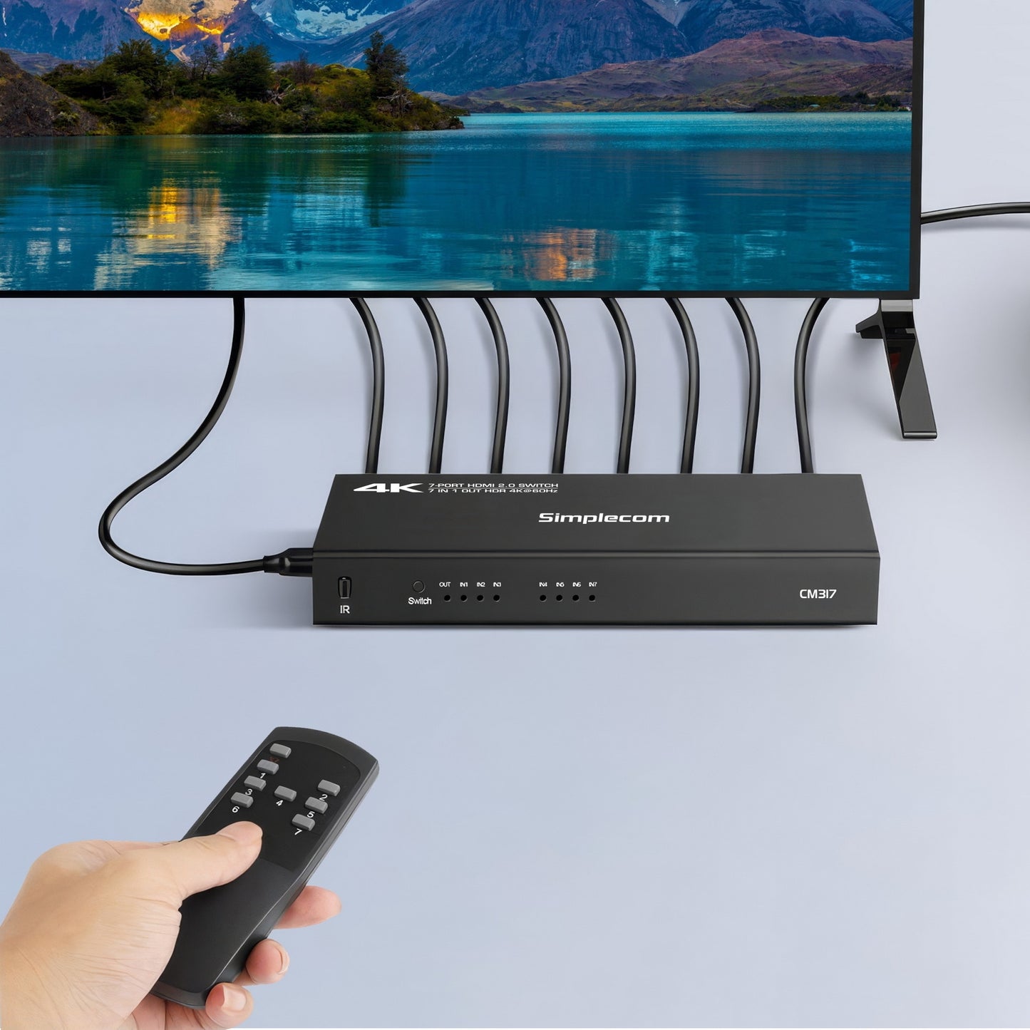 Simplecom CM317 7-Port HDMI 2.0 Switch with Remote 7 IN 1 OUT Splitter HDCP 2.2 4K@60Hz  - Image 4