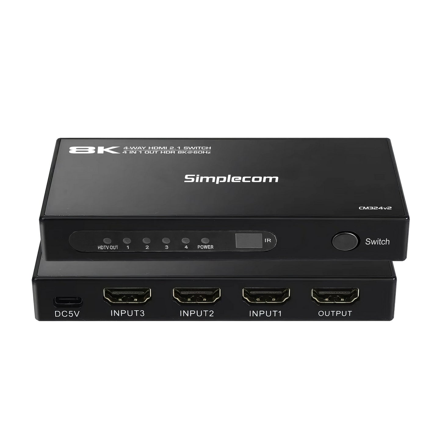 Simplecom CM324v2 4-Port HDMI 2.1 Switch with Remote 4 IN 1 OUT Splitter HDCP 2.3 8K@60Hz - Image 3
