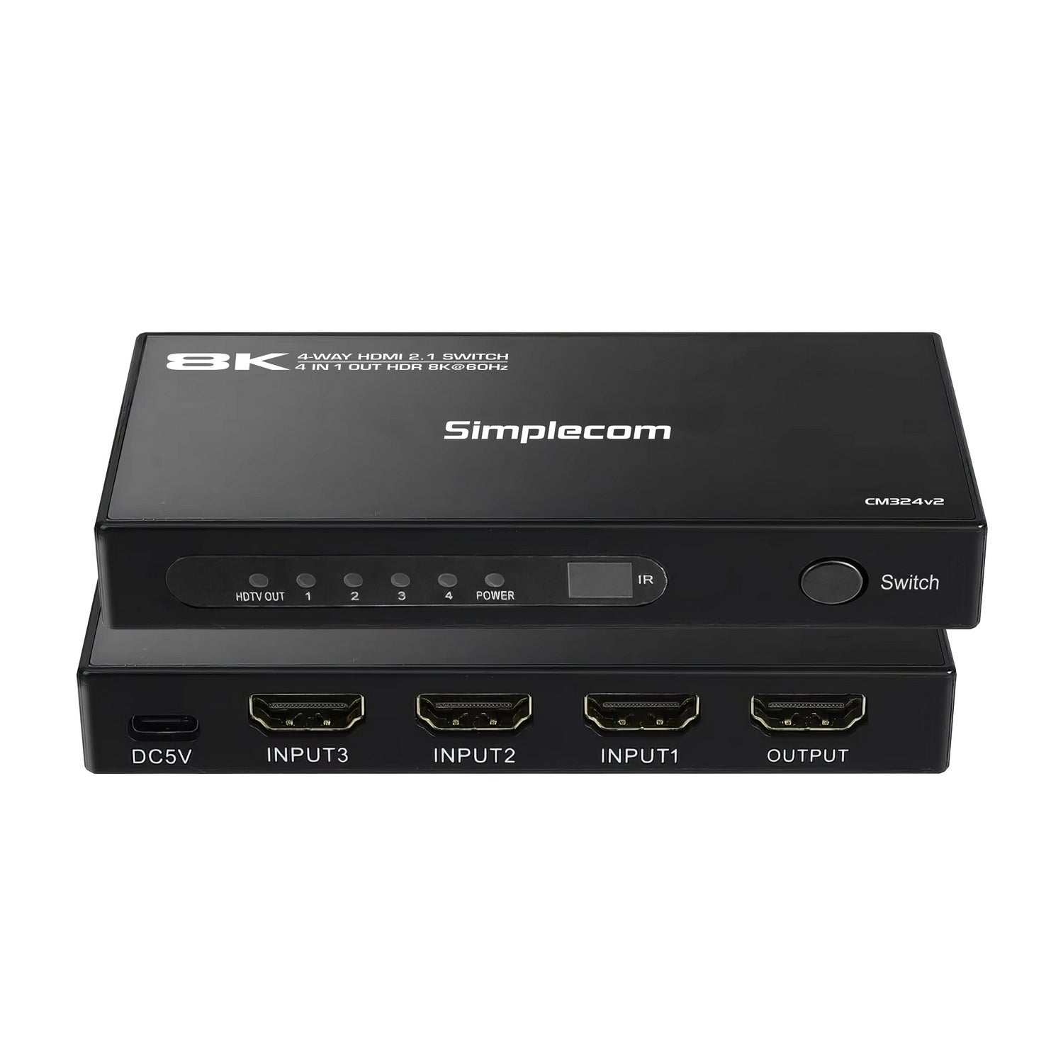 Simplecom CM324v2 4-Port HDMI 2.1 Switch with Remote 4 IN 1 OUT Splitter HDCP 2.3 8K@60Hz - Image 3