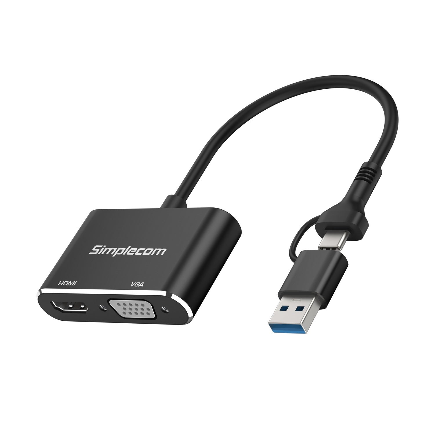 Simplecom DA326C USB 3.0 and USB-C to HDMI + VGA Video Card Adapter Full HD 1080p - Image 2