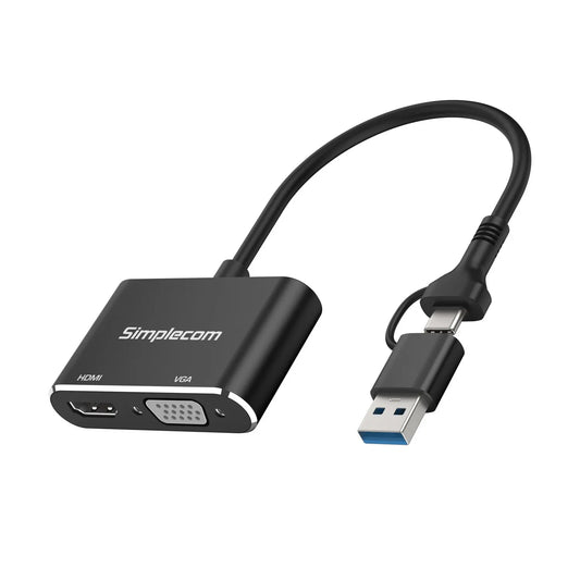 Simplecom DA326C USB 3.0 and USB-C to HDMI + VGA Video Card Adapter Full HD 1080p - Image 2