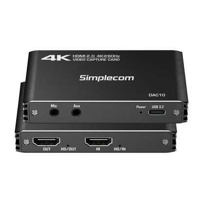 Simplecom DAC10 HDMI 2.0 to USB 4K@60hz Video Capture Card Stream and Record in 4K 60FPS - Image 2