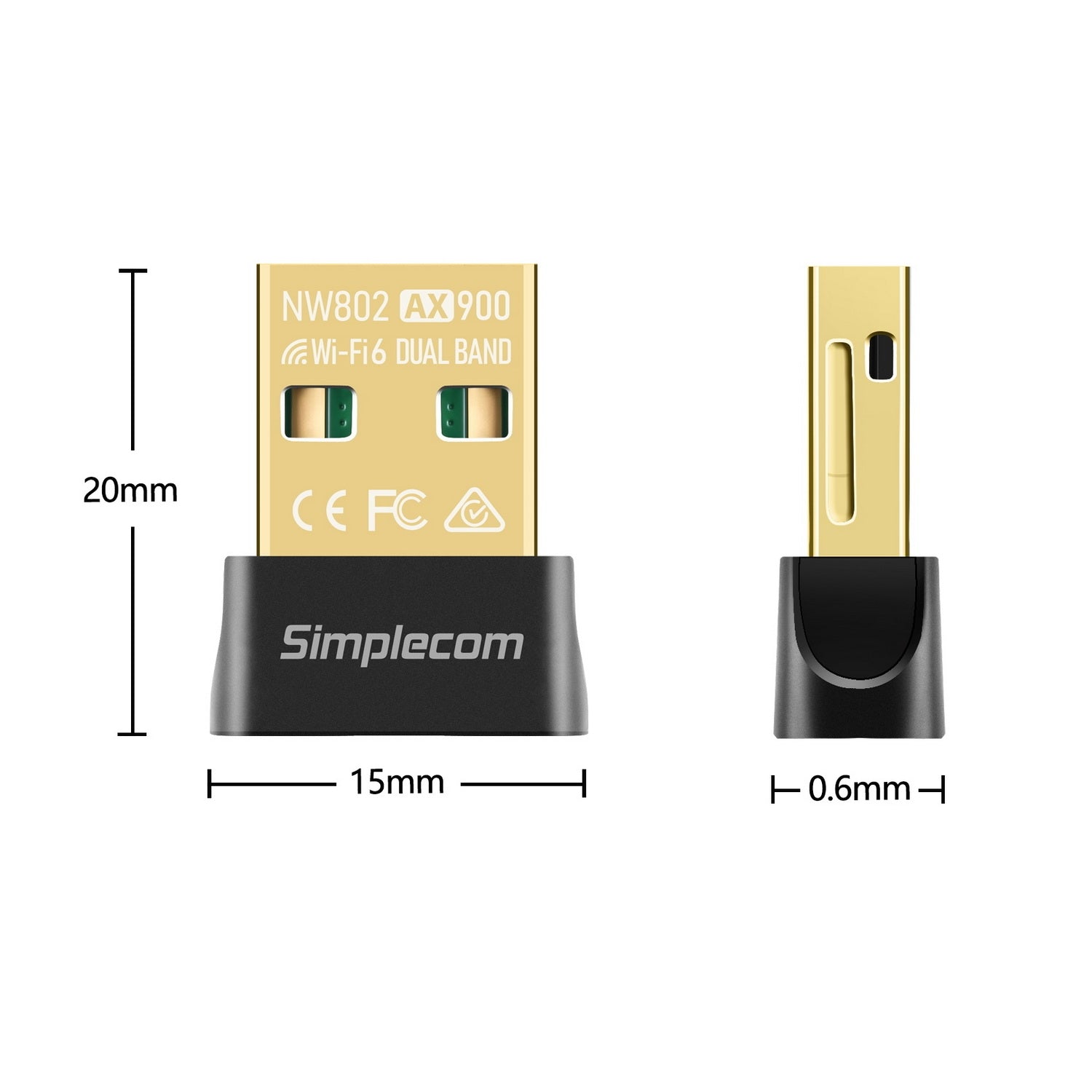 Simplecom NW802 AX900 Dual Band Wi-Fi 6 USB Wireless Nano Adapter - Image 4