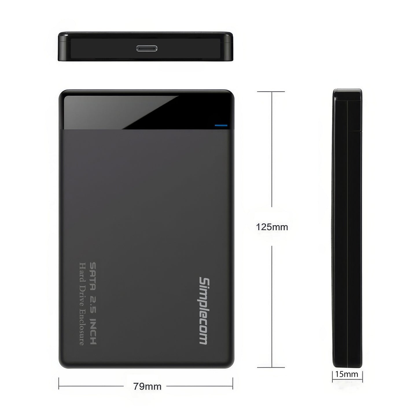 Simplecom SE109 Tool-free 2.5" SATA HDD SSD to USB-C Enclosure USB 3.2 Gen 1 - Image 3