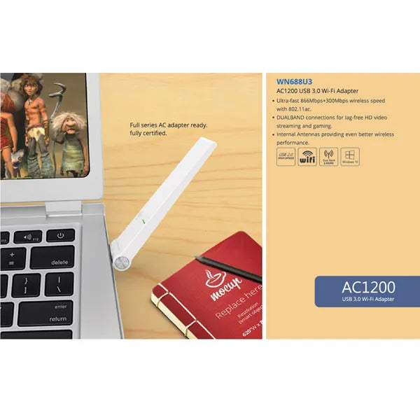 WINSTAR WIRELESS AC1300M DUAL BAND USB 3.0 ADAPTER - Image 3