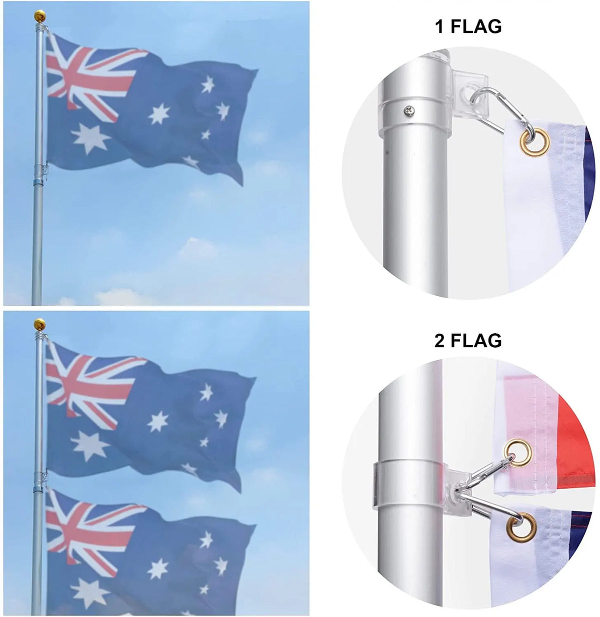 Rustproof Aluminum Flag Pole with 7.2m, Heavy-Duty Telescoping Pole for Outdoors, Gardens, Roof Walls, Durable Pole Set - Image 3